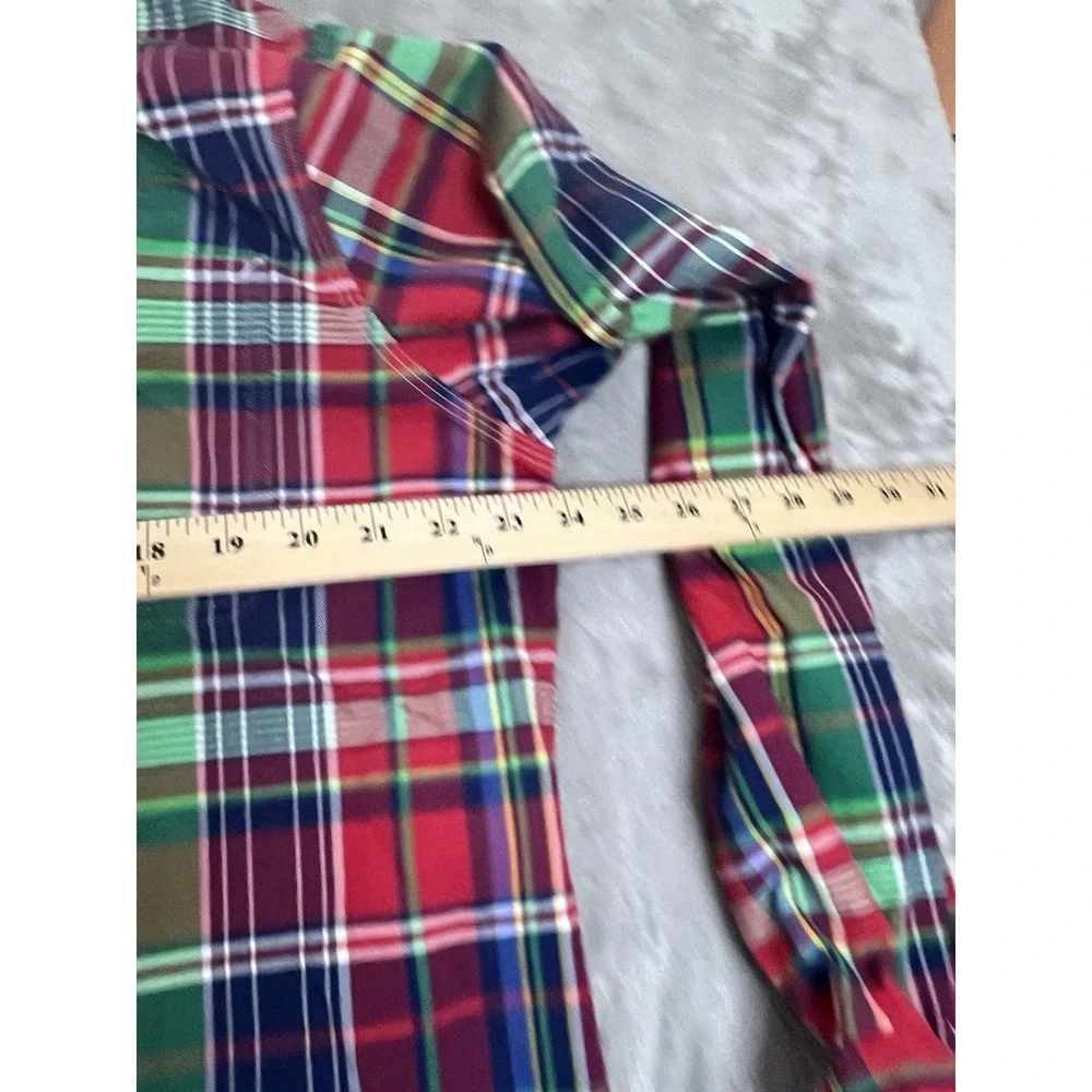 Polo Ralph Lauren Mens Shirt Large Red Green Plaid Button Front